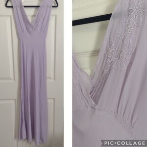 Vintage 1940s Silk Embroidered Bias Slip Dress Nightgown